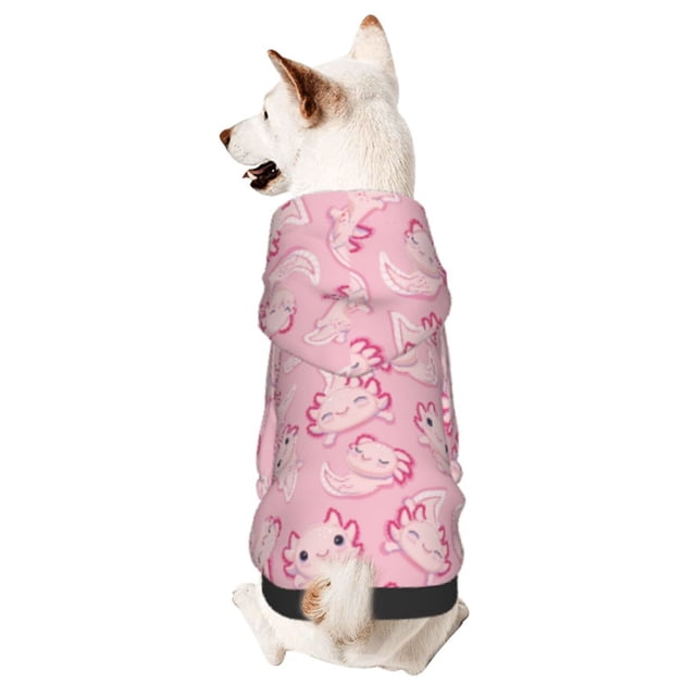 Fotbe happy baby axolotls Sudadera con Estampado para Perros Pequeños – Suéter con Capucha para Mascotas, Tela Suave de Forro Polar con Bolsillo-Small