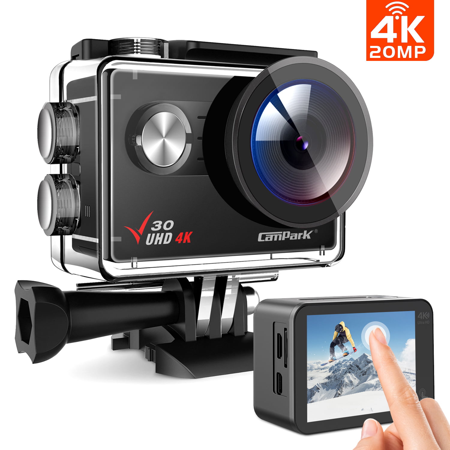 Apachie 4K Xtreme Black Edition Action Camera for Sports Vlog Underwater Cam Waterproof 10M with Remote Control 