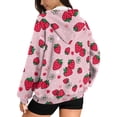 thumbnail image 5 of SCRAWLGOD Strawberries Women's Zip Up Hoodies Lightweight Oversized Zip Up Hoodie Women Long Sleeve Womens Hoodie Sweatshirt Zipper Casual Hooded Sweatshirt with Zipper Women Size XS, 5 of 7