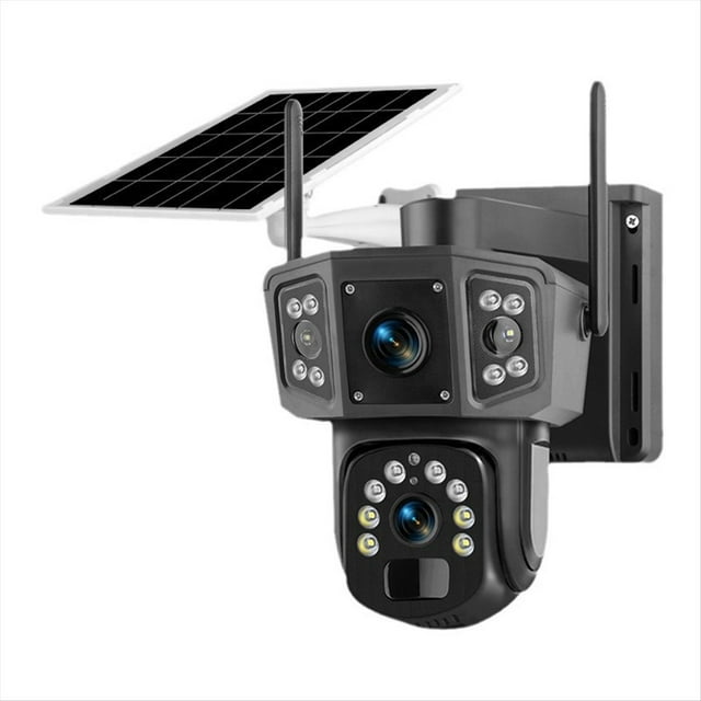 CáMara de Seguridad Solar WiFi con Doble Lente para Exteriores, VisióN una Color con DeteccióN PIR, Seguimiento AutomáTico, CáMara IP de Vigilancia.