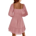 thumbnail image 2 of Long Sleeve Square Neckline Women Mesh Ruffle Dress, 2 of 2