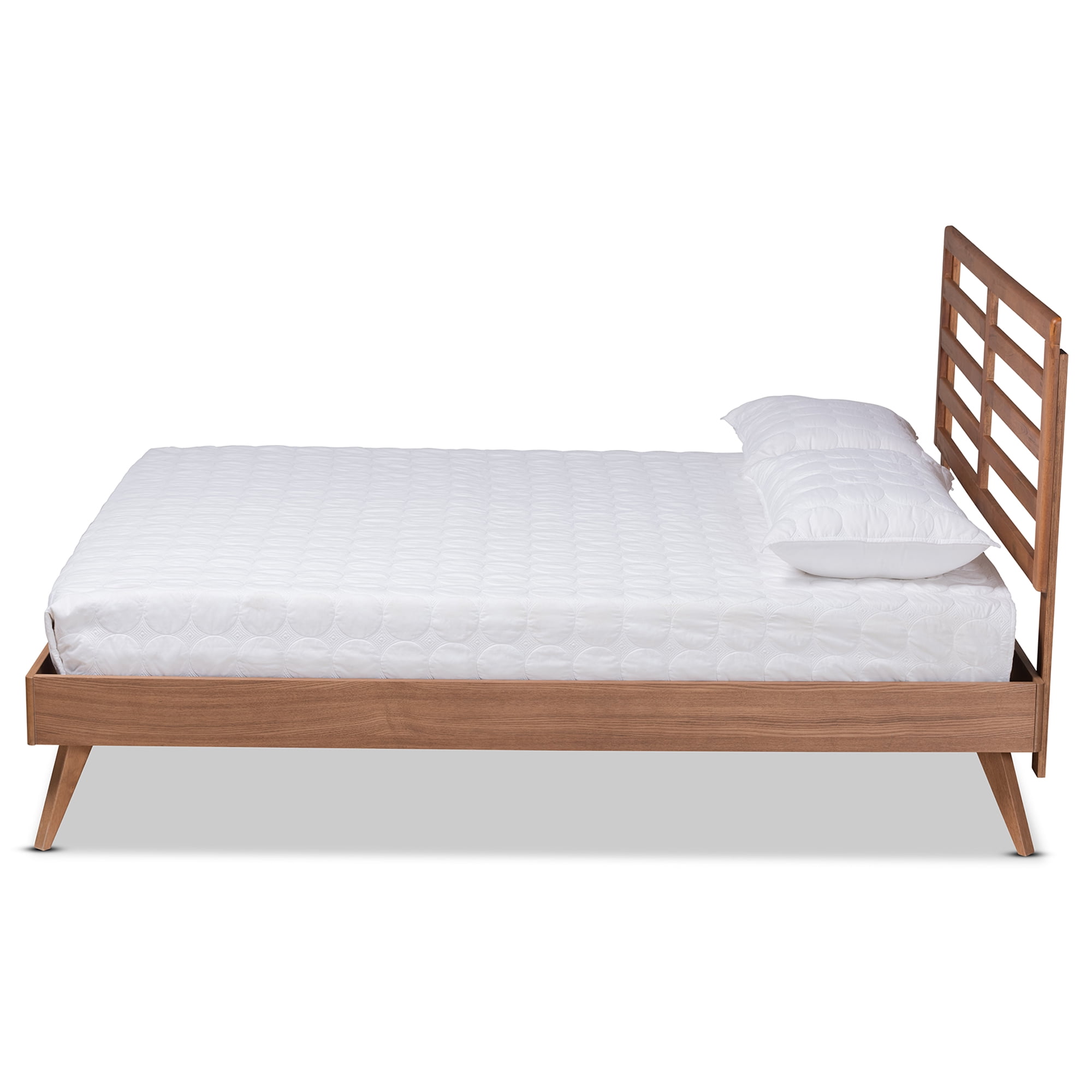 Baxton Studio Shiro Mid-Century Engineered Wood Platform Bed, Full, Ash Walnut