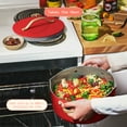 thumbnail image 6 of Beautiful 12-Piece Ceramic Nonstick Cookware Set, Pots and Pans with Strainer Lids, Tomato Red by Drew Barrymore, 6 of 19