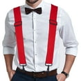 thumbnail image 7 of Buyless Fashion Mens 2 Pack Suspenders - 48" Elastic Adjustable Heavy Duty 2" Wide - X Back With Black Hooks - 5140-2-Red, 7 of 7