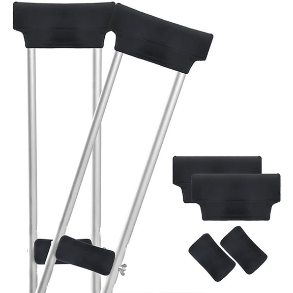 Supvox 2 Pairs of Cushions for Crutches Black Polyester and Foam for Medical Recovery Pain Relief