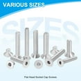 thumbnail image 4 of Uxcell Flat Head Socket Cap Screws, 304 Stainless Steel Head Screw Bolts Hex Socket Drive Countersunk Bolts M3 x 25mm, 4 of 7