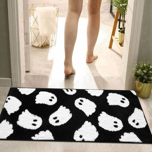 BotaniNest Black Bathroom Rug Soft And Absorbent Tufted Halloween Bathroom Mat And Washable Halloween Bathroom Decorative Rug Holiday .