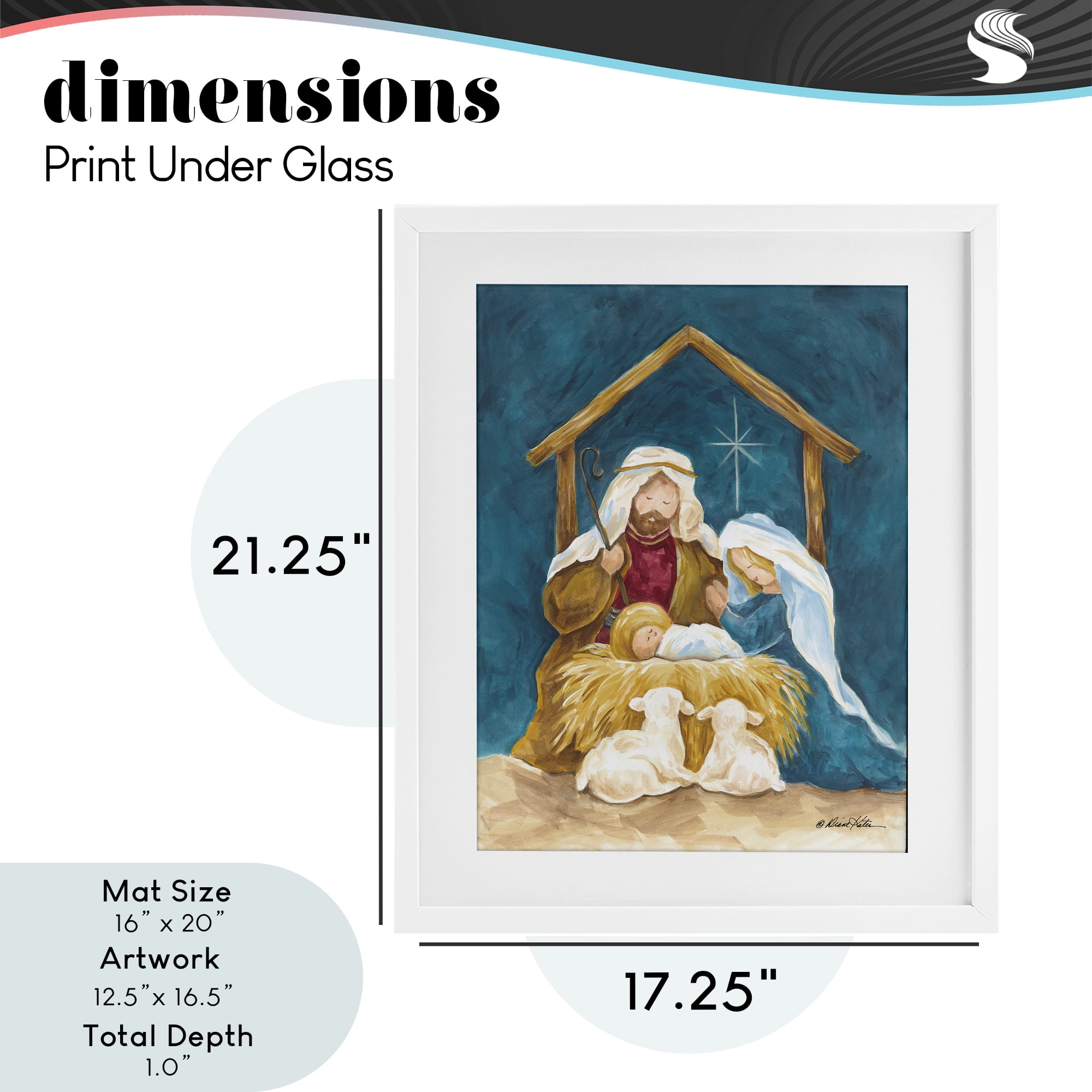 Comforting Nativity Painting White Framed Print Under Glass, design by Diane Kater