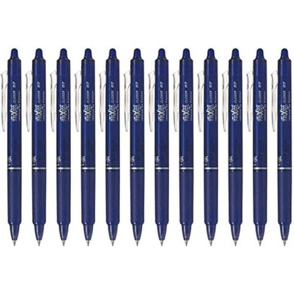 Pilot FriXion Ball Clicker Retractable Erasable Gel Pen, Fine Point, 0.7mm, Blue Ink, 12 Count