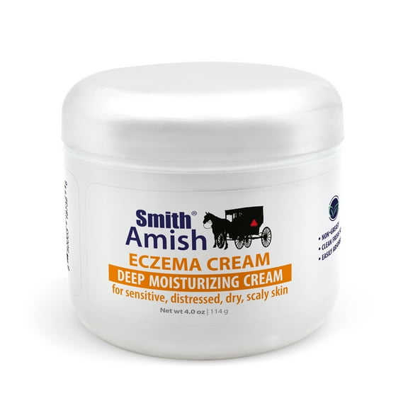 Smith Amish Eczema deep Moisturizing Cream for Sensitive, Distressed, Dry, Scaly Skin, with Colloidal Oatmeal and Vitamin B5. 4 oz jar.