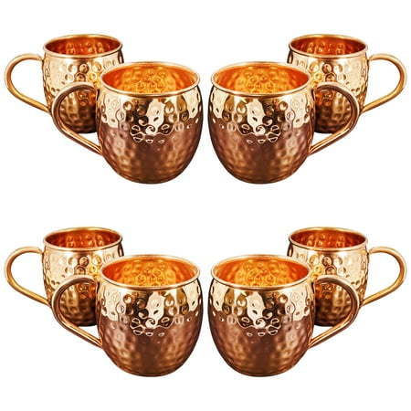 

8 Pack Pure Copper Moscow Mule Mugs Each Hammered Mug Holds 18 Ounces