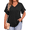 Black, variant on Plus Size Blouses for Women V Neck Short Petal Sleeve Tunic Tops Casual Summer Floral Shirts
