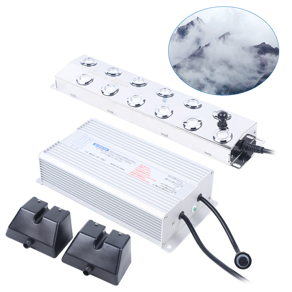 Atomizer Waterproof 12-Head Ultrasonic Mist Maker Pond Fogger Mister Machine with 2 Buoys, 110V