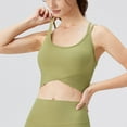 thumbnail image 4 of Bigersell Yoga Bras for Women U-Neck Sports Bras Padded Bralettes Back Strappy Cami Bras Workout Crop Tank Tops Running Sports Bra No Underwire Green-A M, 4 of 8