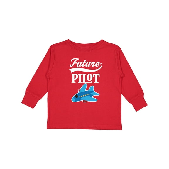 Inktastic Future Pilot Childs Airplane Flying Boys or Girls Long Sleeve Toddler T-Shirt