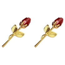 MixMart 2 Pack Rose Artificial Flowers Forever Rose Gifts for Women Girls Mom Wife Daughters Sister Metal Red Rose Glass Rose Flower for Mothers Day Valentine's Day Birthday Wedding Decoration