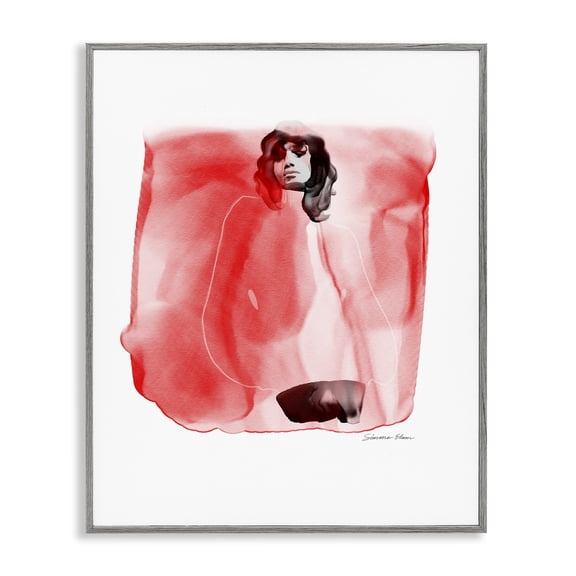 Stupell Industries Art Deco Abstract Girl on Red Gray Framed Giclee Art, 24 x 30, by Simone Elum