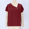 thumbnail image 5 of Wensltd Summer Plus Size Tops Women Stripe Linen Button Short Sleeve, 5 of 9