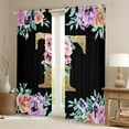 thumbnail image 2 of Erosebridal Initial A to Z Letter Curtains and Drapes (38x45), Monogrammed T 30%-50% Blackout Curtains for Bedroom, Retro Flower Curtains for Living Room, Window Drapes Room Decoration, 2 of 6
