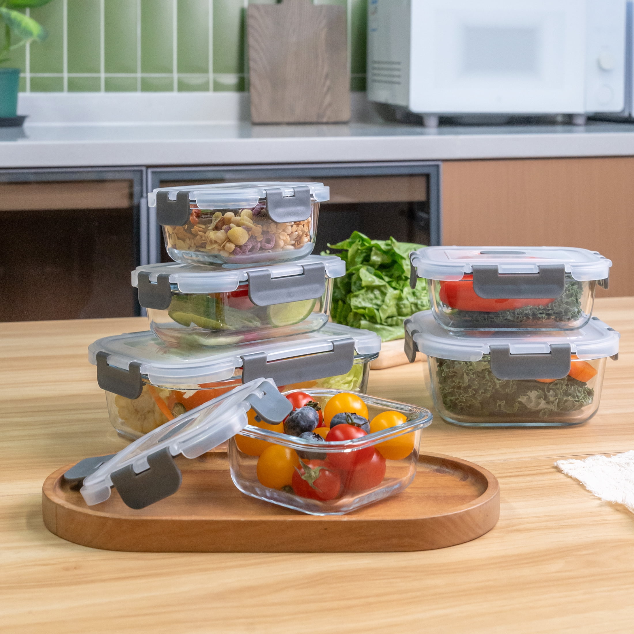 Mainstays 12 pcs Set Mixed Glass Food Storage Container