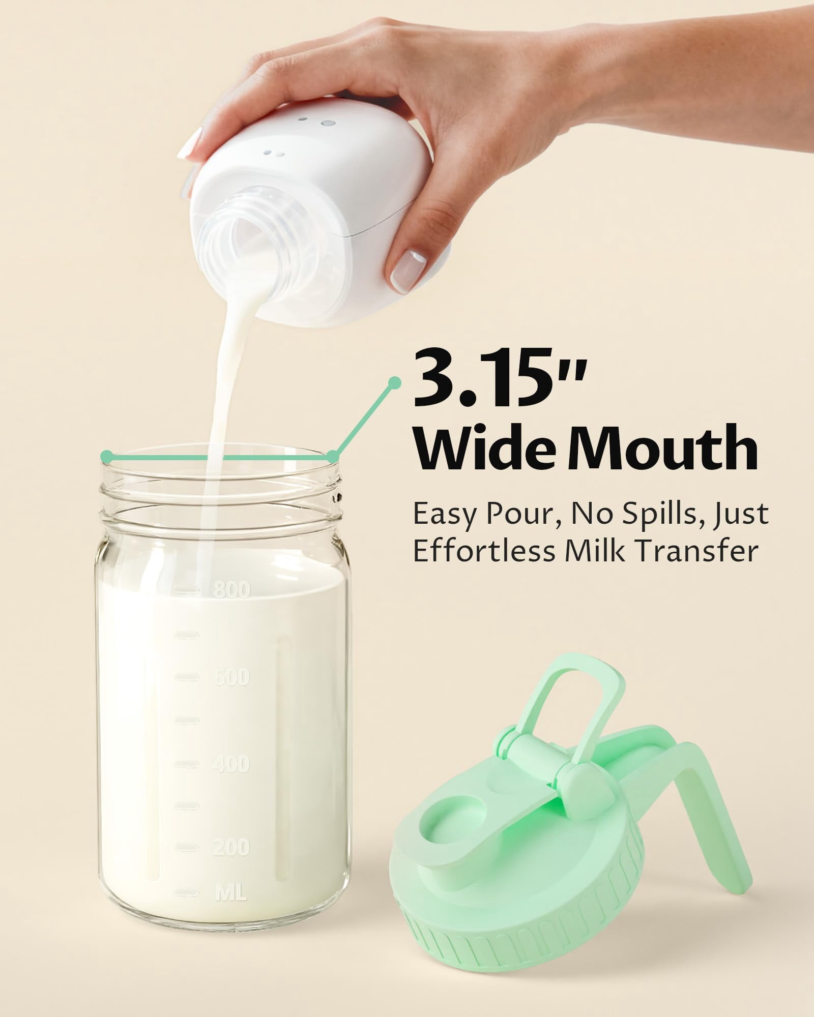 2-pack 32oz Breast Milk Pitcher With Lid - Leak-proof  Airtight Glass Storage Container For Breastmilk Formula And Beverages Easy Pour Spout Wide Mouth Quick Filling Cleaning