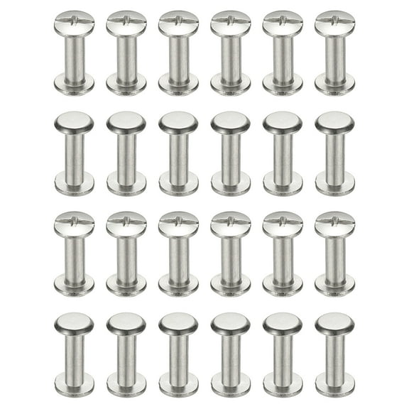 24 Sets Chicago Screws, 3x10mm(DxH) Chicago Screws Phillips Binding Post Screw Bolts Leather Rivets 304 Stainless Steel Fasteners for Leather Belt Scrapbook Photo Albums, Silver