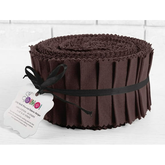 Soimoi 40Pcs Solid Dark Brown Precut Fabrics Strips Roll Up 2.5 Inches Cotton Jelly Rolls For Quilting