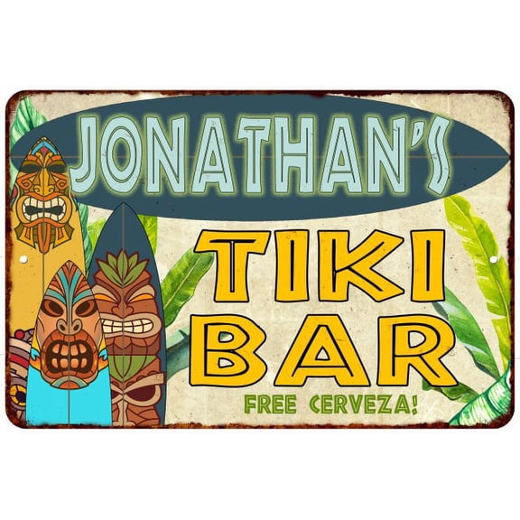Jonathan's TIKI BAR Island Sign Metal Wall Decor 8 x 12 High Gloss Metal 208120058266