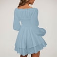 thumbnail image 4 of Women's Off Shoulder Flowy Corset Mini Dress Smocked Ruffle Romper Y2k Swing Fairy Short Dresses, 4 of 6