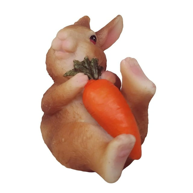 Mini estatuillas de conejo, artesanías de bonsái, accesorios de jardín de hadas, maceta C-Holding Zanahorias Zulema Decoración de jardín en miniatura