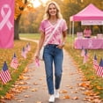 thumbnail image 5 of JULMCOMO Breast Cancer Awareness Shirts for Women V Neck Breast Cancer Survivor Support Graphic Tees Short Sleeve Loose Casual T-Shirts Light pink S, 5 of 6