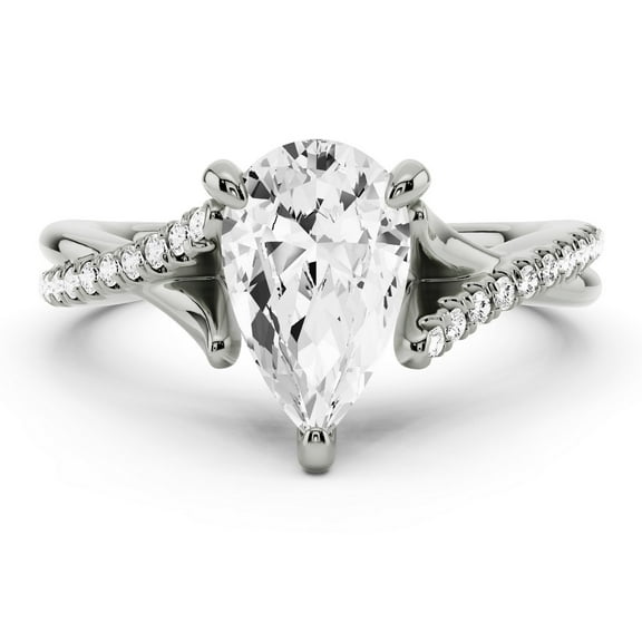 Lina Jewel 2.24 Ct Pear Cut Diamond Engagement Ring for Her - Lab-Created Simulated Diamond Eternity Wedding Band for Women - 14K White Gold Plated - Perfect Valentine's & Anniversary Gift for Her