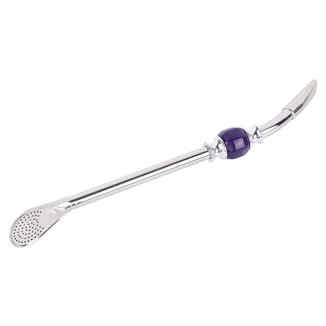 Pajitas Cuchara Con Filtro De Paja De 8,7 Pulgadas, Cuchara Con Filtro Para Beber Multifunción De Perla Púrpura De Acero Inoxidable, Pajitas