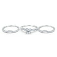 thumbnail image 4 of Trio Set Three Piece Wedding Ring Round CZ 925 Sterling Silver Size 8, 4 of 4