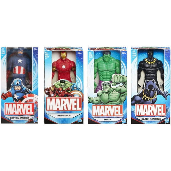 [BUNDLE - 4-pack] - Marvel Avengers 6-inch Action Figures - Captain America, Iron Man, Hulk, Black Panther