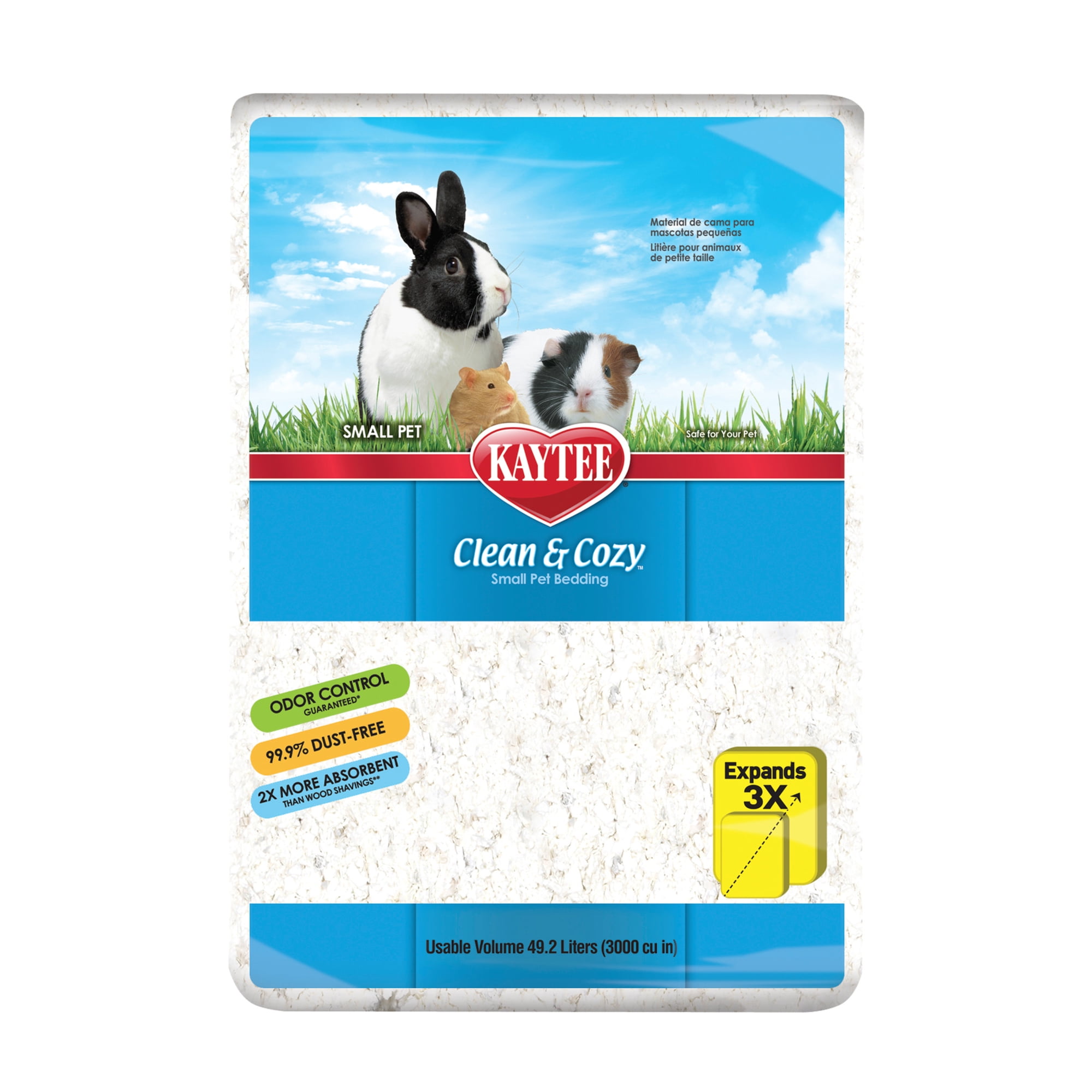 Kaytee Clean & Cozy White Small Animal Pet Bedding for Guinea Pigs, Hamsters, and Rabbits 49.2 liters