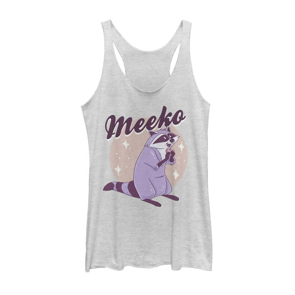 Women's Pocahontas Meeko Portrait Racerback Tank Top White Heather 2X Large