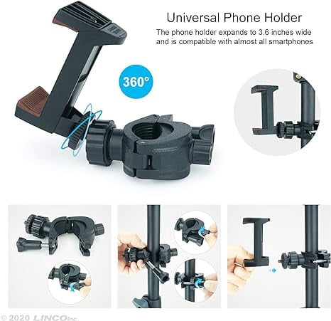 LINCO Dimmable Ring Light Heavy Duty Selfie Stick Tripod Bluetooth Remote 60" for Live Streaming YouTube Video Photography