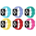 thumbnail image 1 of ALMNVO 6Pack Compatible with Aplle Watch Bands 44mm 45mm 42mm 49mm Ultra, Silicone Sport Band Adjustable Elastic Wristbands Replacement for iWatch Series 8 7 SE 6 5 4 3 2 1 Accessories Women Men, 1 of 12