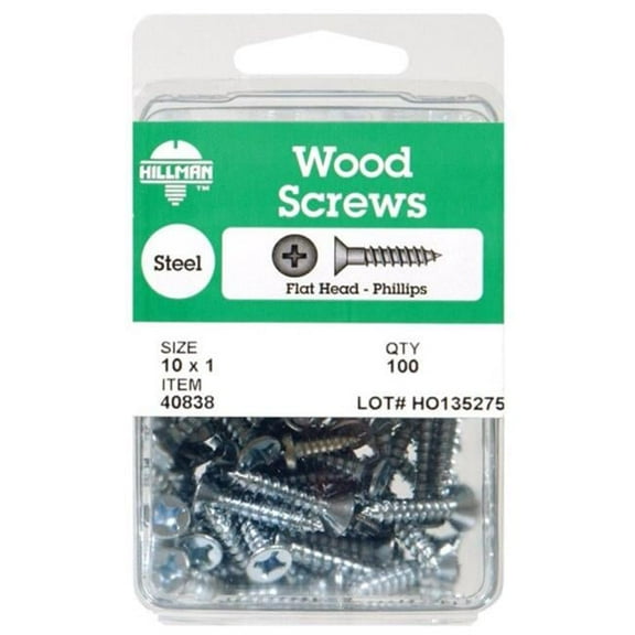 Hillman 40834 8 x 3 in. Phillips Flat Head Wood Screw - pack of 5