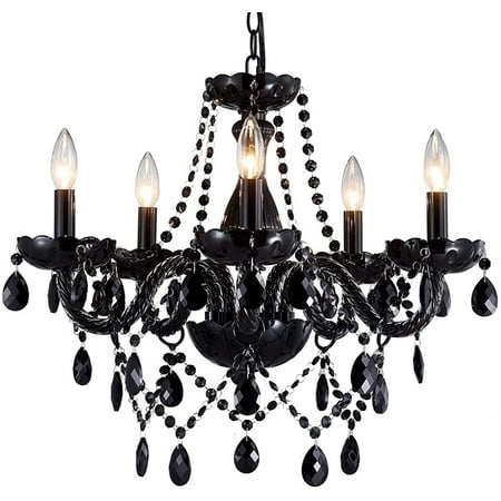 Modern Chandelier Black With 5 Lights Contemporary Pendant Ceiling Lighting Fixture For Dining Room Bedroom Living H19 X W19 Adjustable Chain Canada Modern Chandelier Black With, Black Crystal Chandelier Bedroom Light