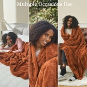 Faux Fur Throw Blanket, Super Soft Cozy Blanket, Luxury Fluffy Blanket Warm Bed Throw, Plush for Women, Camel 50 x 60