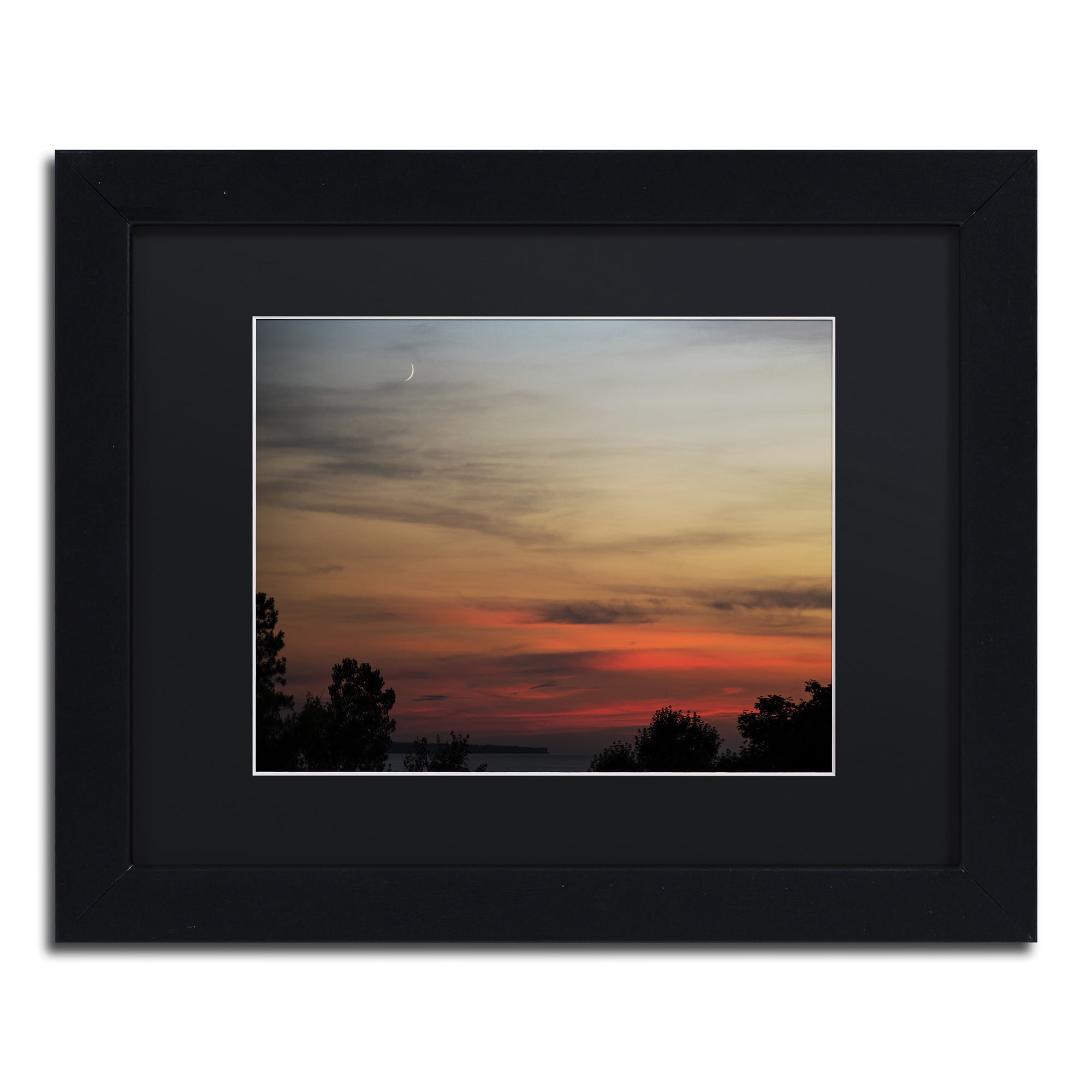 Trademark Fine Art "New Moon Sunset" Canvas Art by Kurt Shaffer, Black Matte, Black Frame