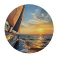 thumbnail image 4 of Orinice Sailboat Ocean Sunset Round Table Cover Stain Resistant Washable Indoor Outdoor Tablecloth Kitchen Dining Wedding Parties 100% Polyester Fiber 31-35, 4 of 8