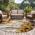 thumbnail image 4 of Large Round Rug 8Ft Washable Non-Slip, Farmhouse Sunflower Circle Area Rugs for Living Room Bedroom, Vintage Daisy Butterflies Rustic Wood Indoor Floor Mats Carpet Runner for Home Decor, 4 of 8