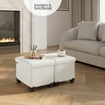 thumbnail image 2 of Hearth & Harbor Storage Ottoman Bench, Boucle 16" Ottoman with Storage , White, 2 of 9