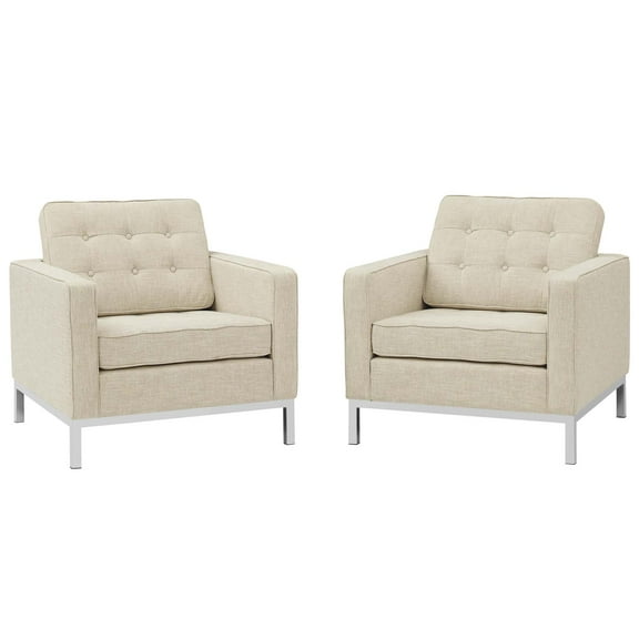 Modway Loft Armchairs Upholstered Fabric, Set of 2, Multiple Colors