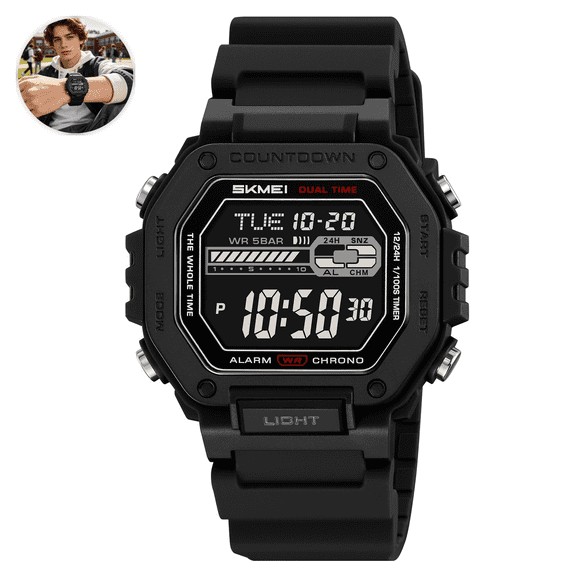 Hexagonal Waterproof Sports Digital Watch with Luminous Night Function, Multifunctional Outdoor Wristwatch for Active Lifestyle & Fitness Monitoring