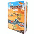 thumbnail image 1 of Libro de pegatinas reutilizables para niños pequeños – Vehículos y construcción, 3 hojas de pegatinas lavables de gelatina para coche, camión, 9 escenas de juego, libro de actividades para niños, jugu, 1 of 6