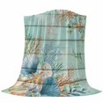 thumbnail image 6 of Teal Beach Coastal Blanket Soft Cozy Warm Throw Blanket for Couch, Plush Fuzzy Flannel Fleece Blankets for Sofa, Summer Nautical Coral Shell Botanical Vintage Bed Blankets Gifts for Men, 50"x60", 6 of 9